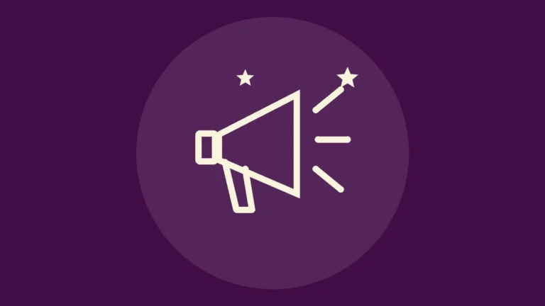 Ilustración de un stand de marca con megáfono y estrellas que representan una activación