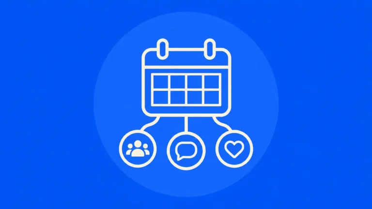 Icono lineal de calendario y nodos para estrategia de redes sociales