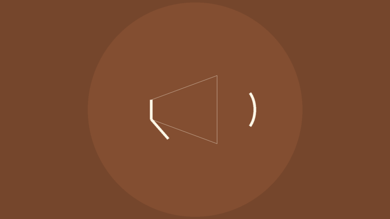 Icono lineal de megafono sobre fondo marron rojizo para presentar ideas