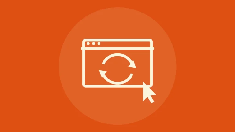 Ilustración de un cursor que vuelve a una web con flechas circulares de remarketing